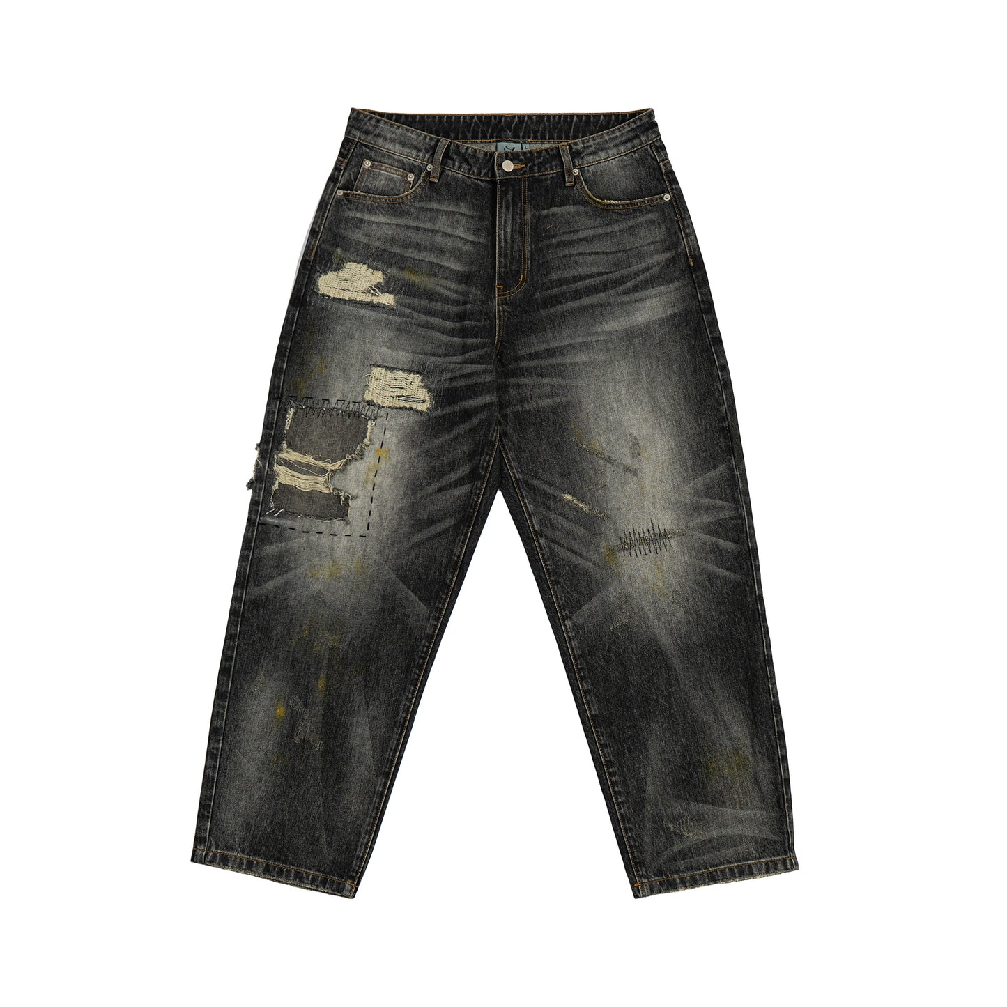 TRASHED DENIM PANTS