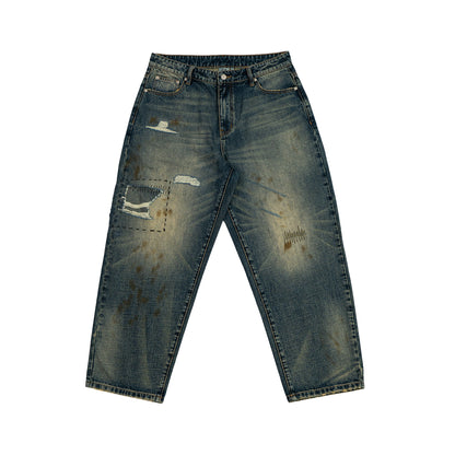 TRASHED DENIM PANTS
