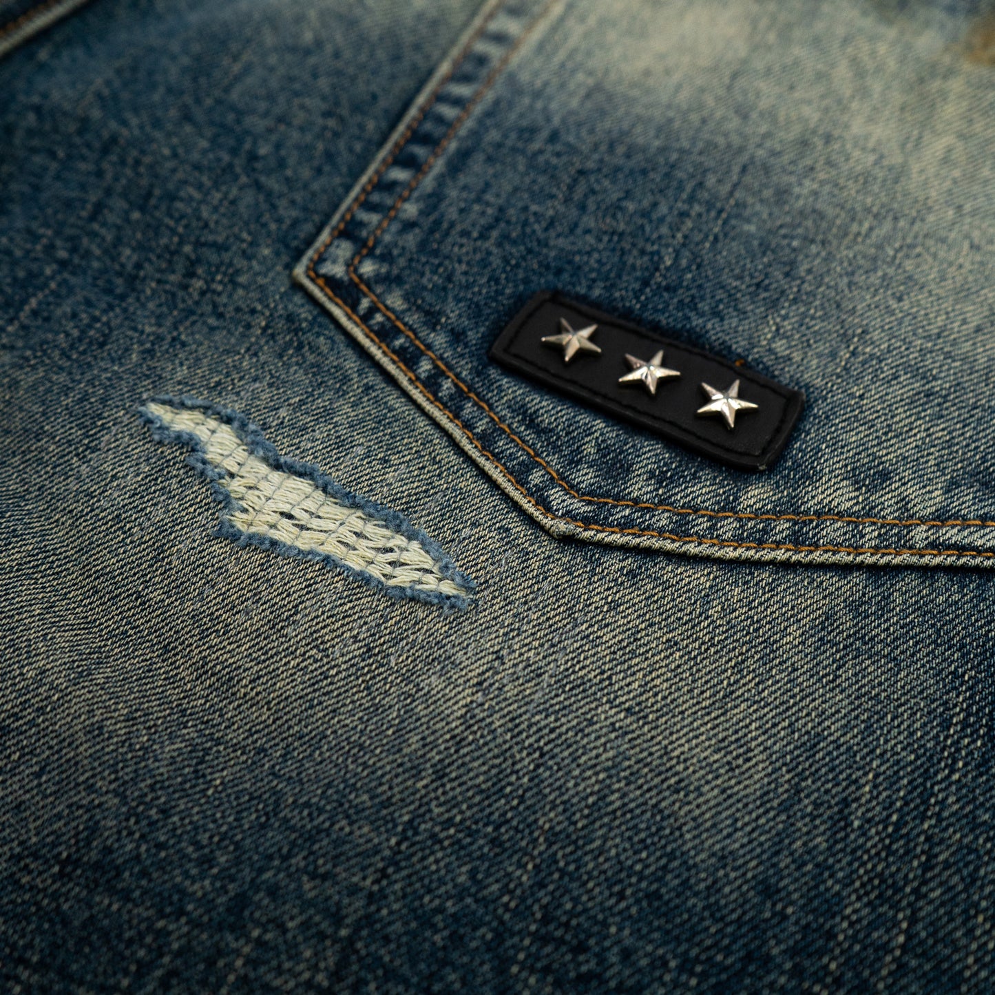 TRASHED DENIM PANTS